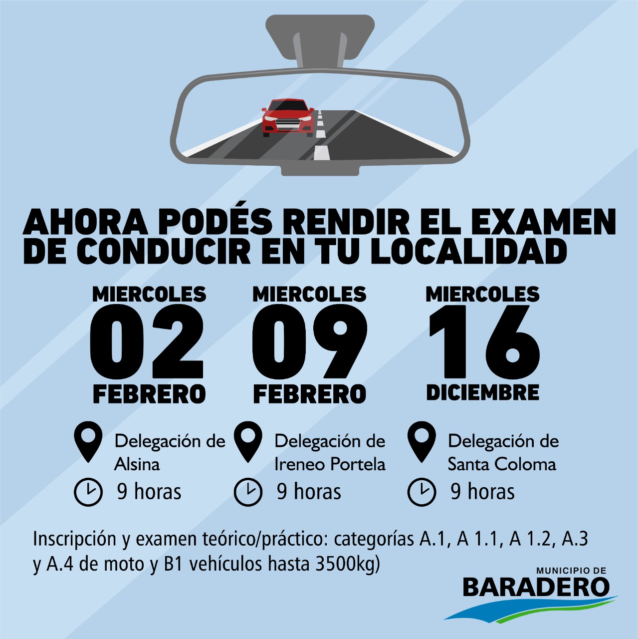 Exámenes de conducir en Alsina, Portela y Santa Coloma