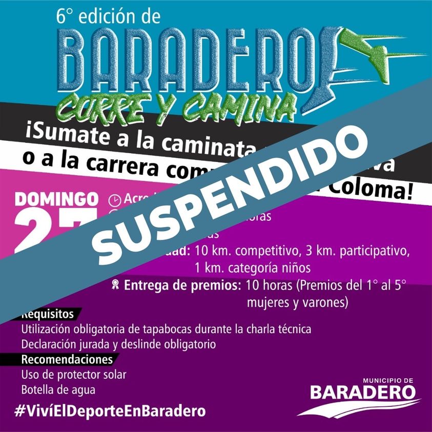 Suspendido el evento deportivo Baradero Corre y Camina ⛈