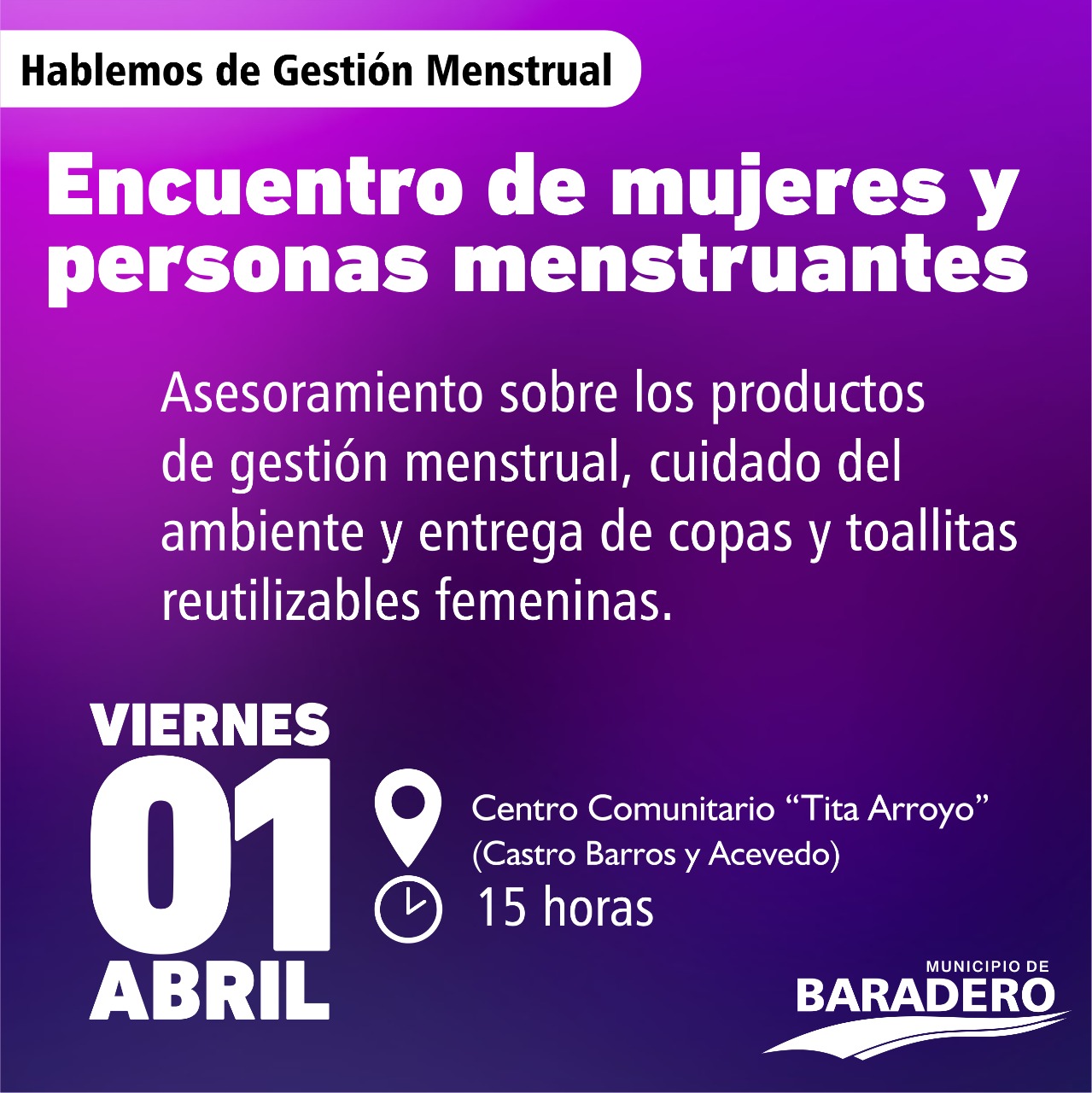 Hablemos de Gestión Menstrual: encuentro de mujeres y personas menstruantes