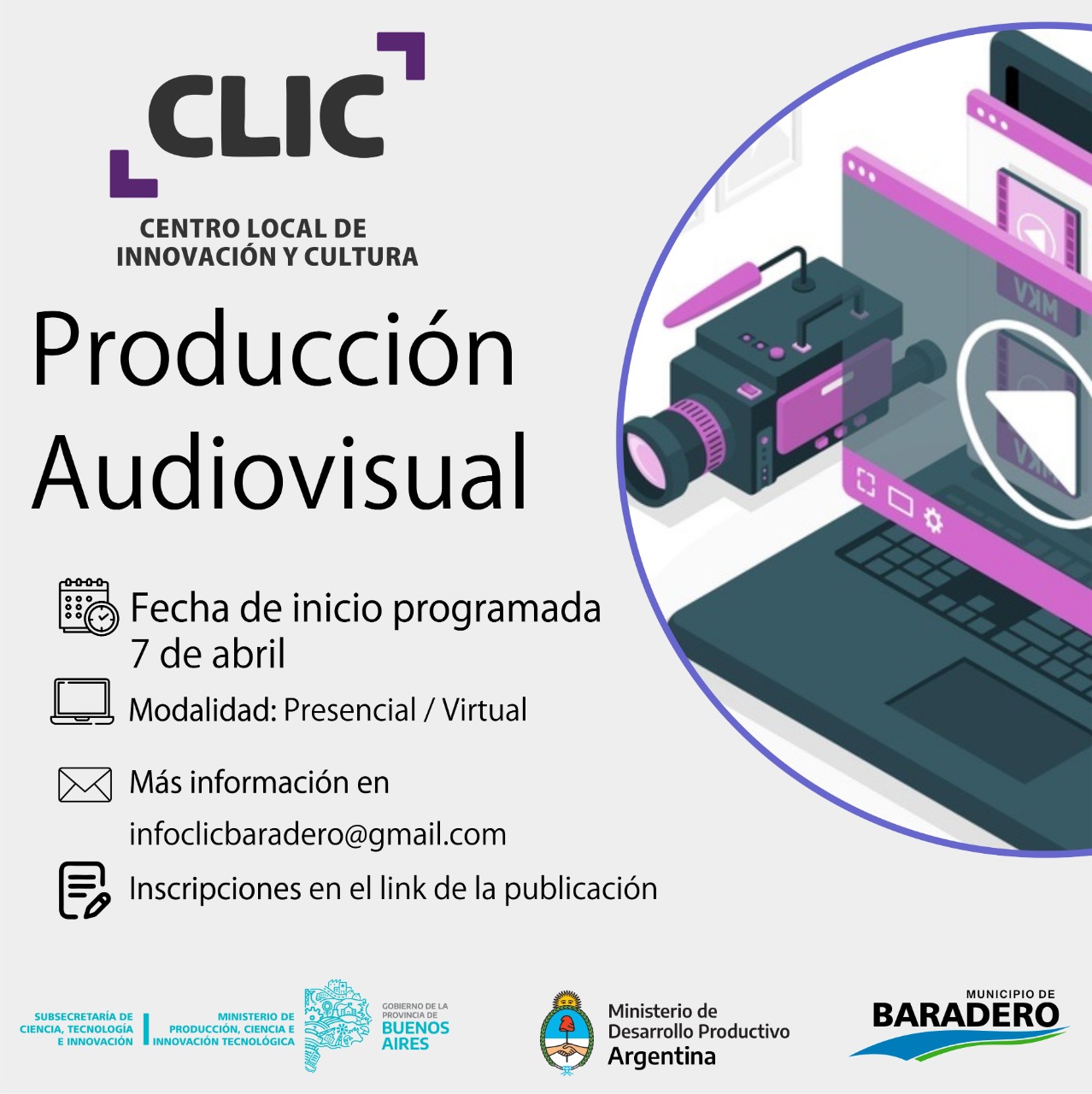 CLIC: están abiertas las inscripciones para los talleres de producción audiovisual y diseño e impresión 3D