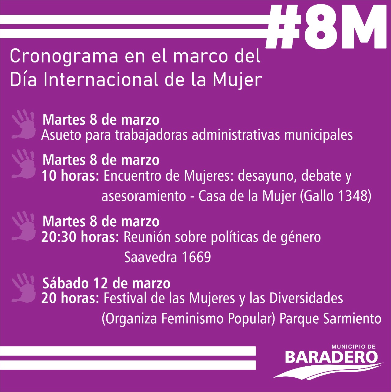 Cronograma de actividades por el Día Internacional de la Mujer