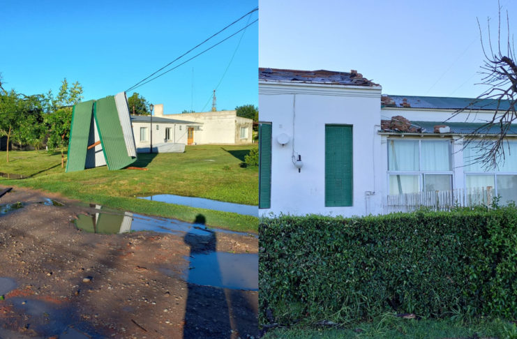 El temporal de la madrugada hizo estragos en Santa Lucía: se voló el techo del Hospital y hubo familias asistidas