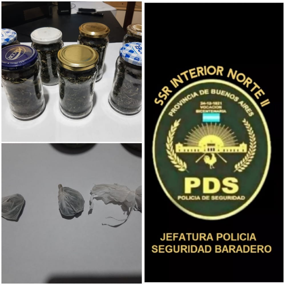 En un allanamiento le encuentran siete frascos con marihuana. Queda detenido.