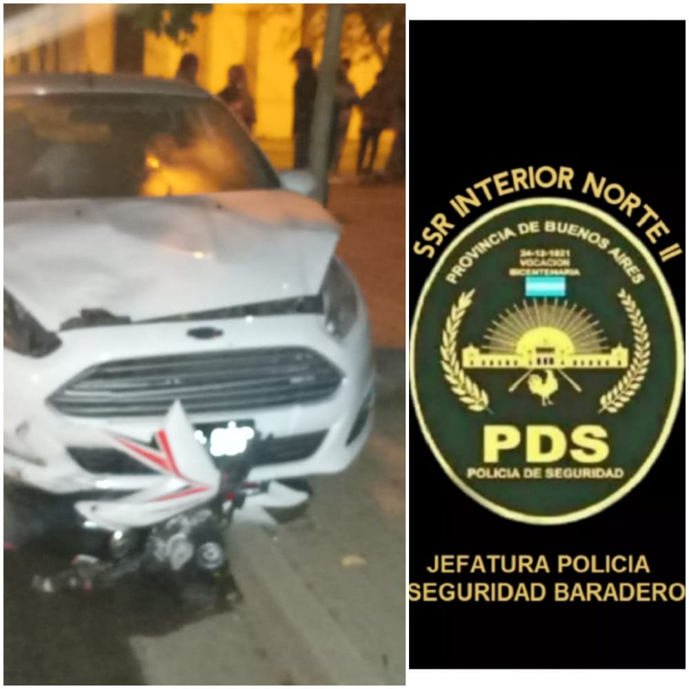 Accidente entre una camioneta y una motocicleta