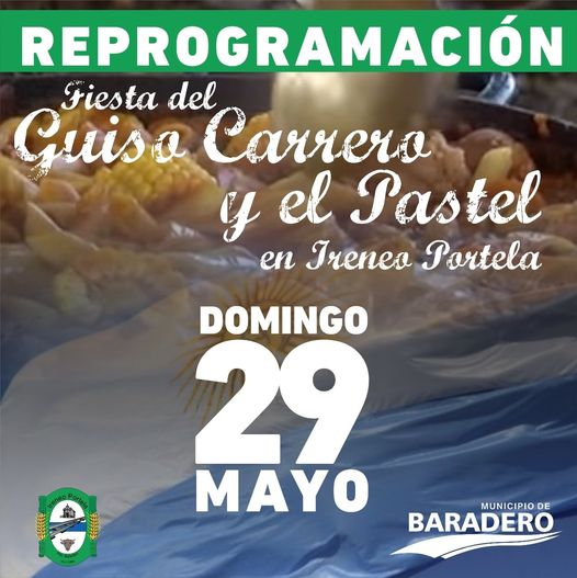 Debido al pronóstico anunciado la Fiesta del Guiso Carrero y el Pastel se reprogramará para el domingo 29 de mayo.