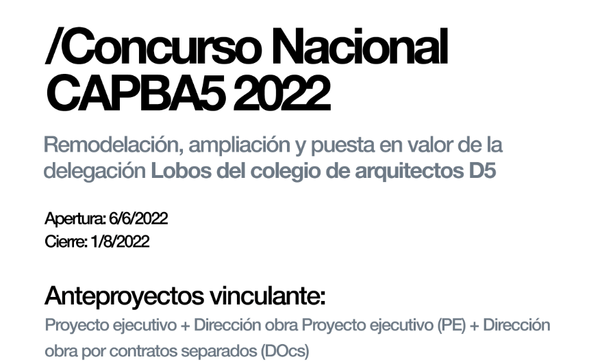 CAPBA DISTRITO 5 ORGANIZA UN NUEVO CONCURSO NACIONAL