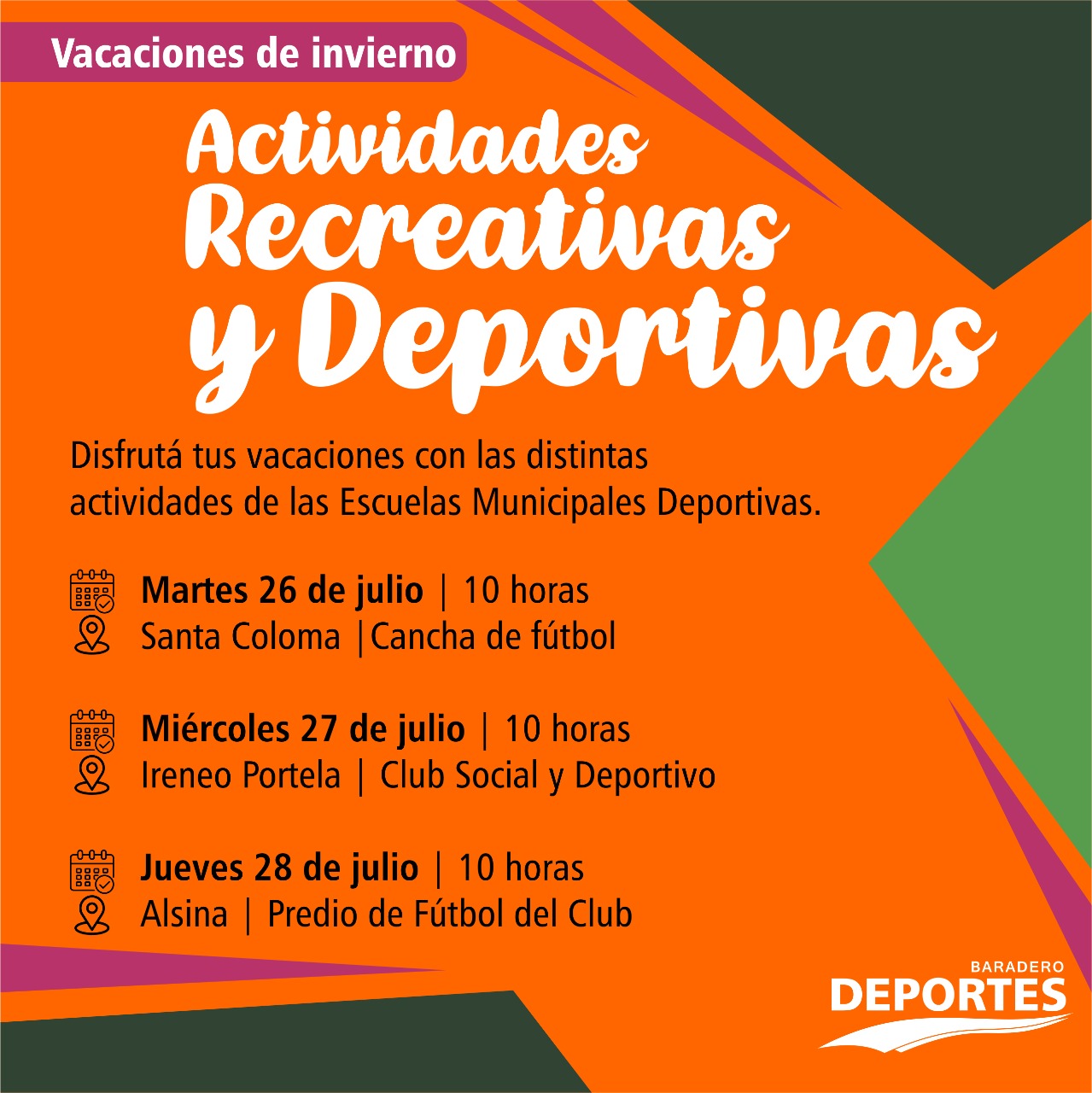 Disfrutá las vacaciones con actividades recreativas y deportivas de las Escuelas Municipales