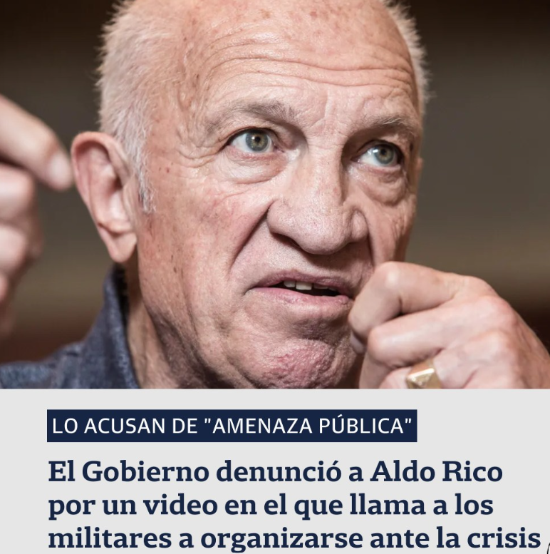 EL GOBIERNO DENUNCIÓ PENALMENTE A ALDO RICO.