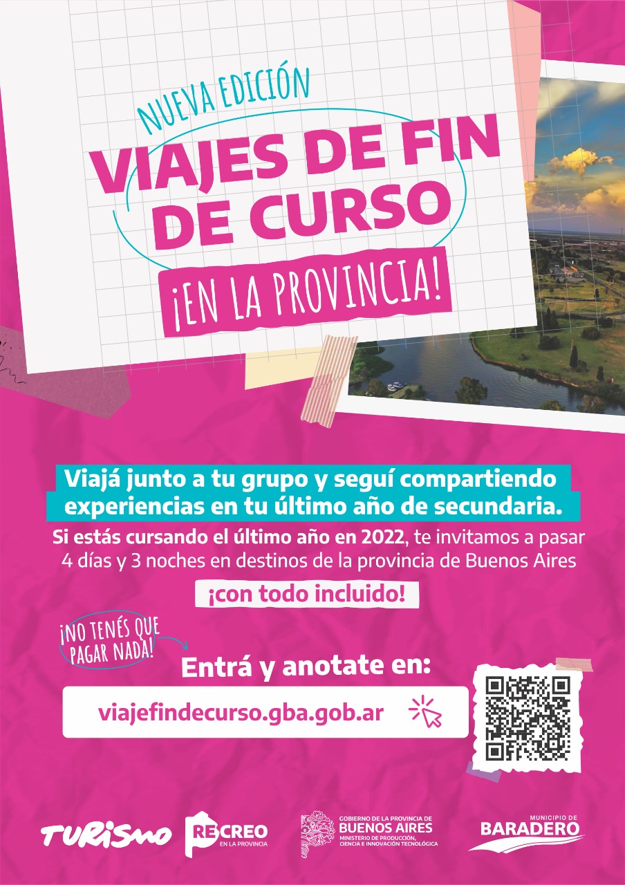 Viajes de Fin de Curso gratuitos: para estudiantes que cursan en 2022 el último año del secundario