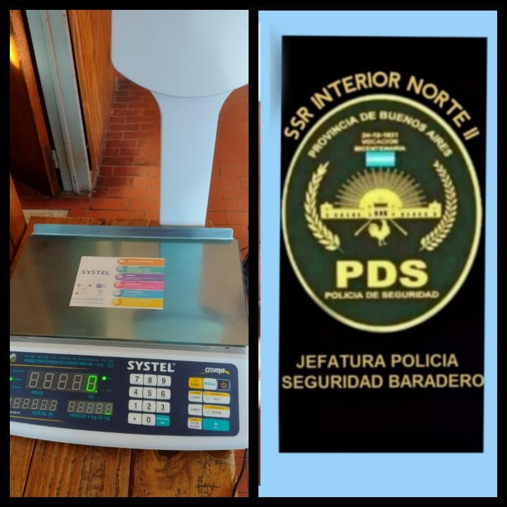 Allanamiento positivo, donde encontraron una balanza y un parlante robado