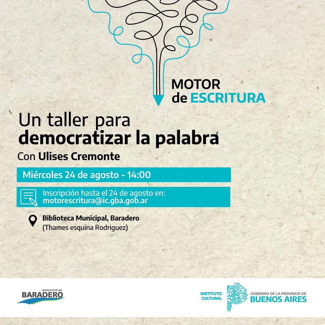 Nueva edición de “Motor de Escritura”, el programa con talleres que recorre la Provincia