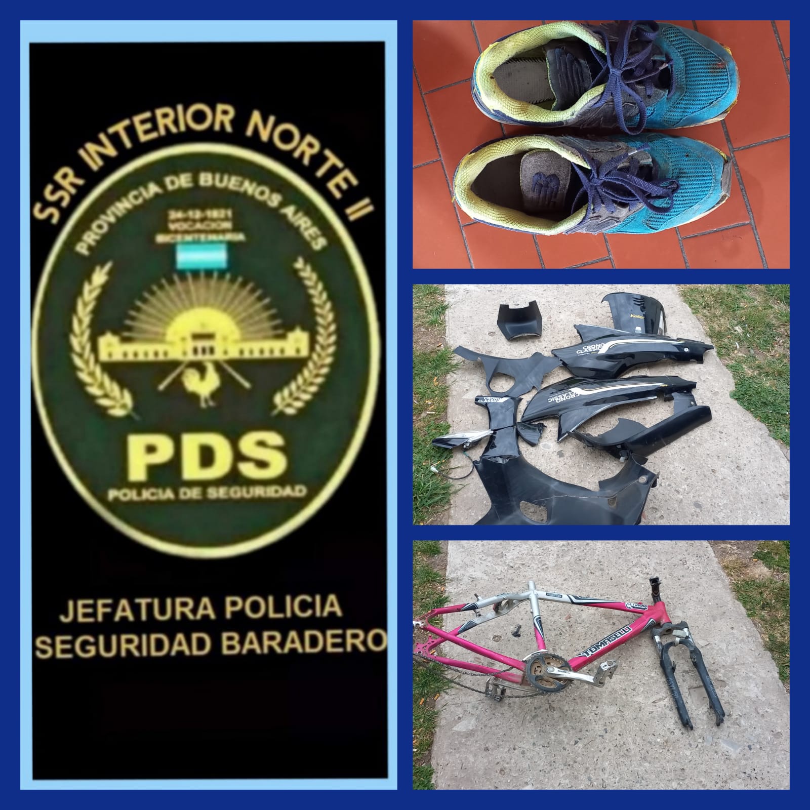 Encontraron partes de una moto robada entre otros objetos