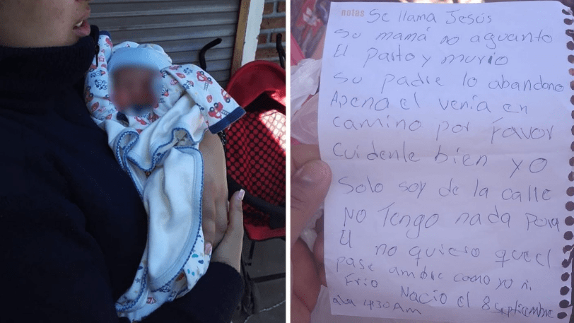 Abandonaron a un bebé adentro de una bolsa y dejaron una nota: “Cuídenlo, soy de la calle y no tengo nada”
