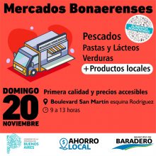 Reprogramación: este domingo se realiza Mercados Bonaerenses en la zona céntrica de Baradero