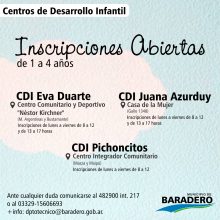 Están abiertas las inscripciones a los Centros de Desarrollo Infantil