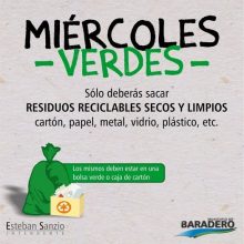 ¡MIÉRCOLES! ?  #MiércolesVerdes ♻️ ¡Sacamos residuos secos y limpios!