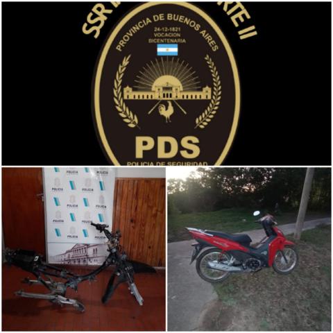 Recuperan una moto que había sido robada y cuadro de otra moto con pedido de secuestro