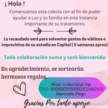 Colecta solidaria: apoyemos a María Luz en su lucha.