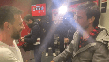 Inesperado encuentro entre Lionel Messi y Darío Cvitanich en Niza: abrazo y camiseta de regalo