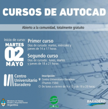 Este 2 de mayo comienzan los cursos totalmente gratuitos de Autocad e Impresión y Modelado 3D.