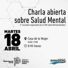 Se desarrollará la segunda charla abierta sobre salud mental