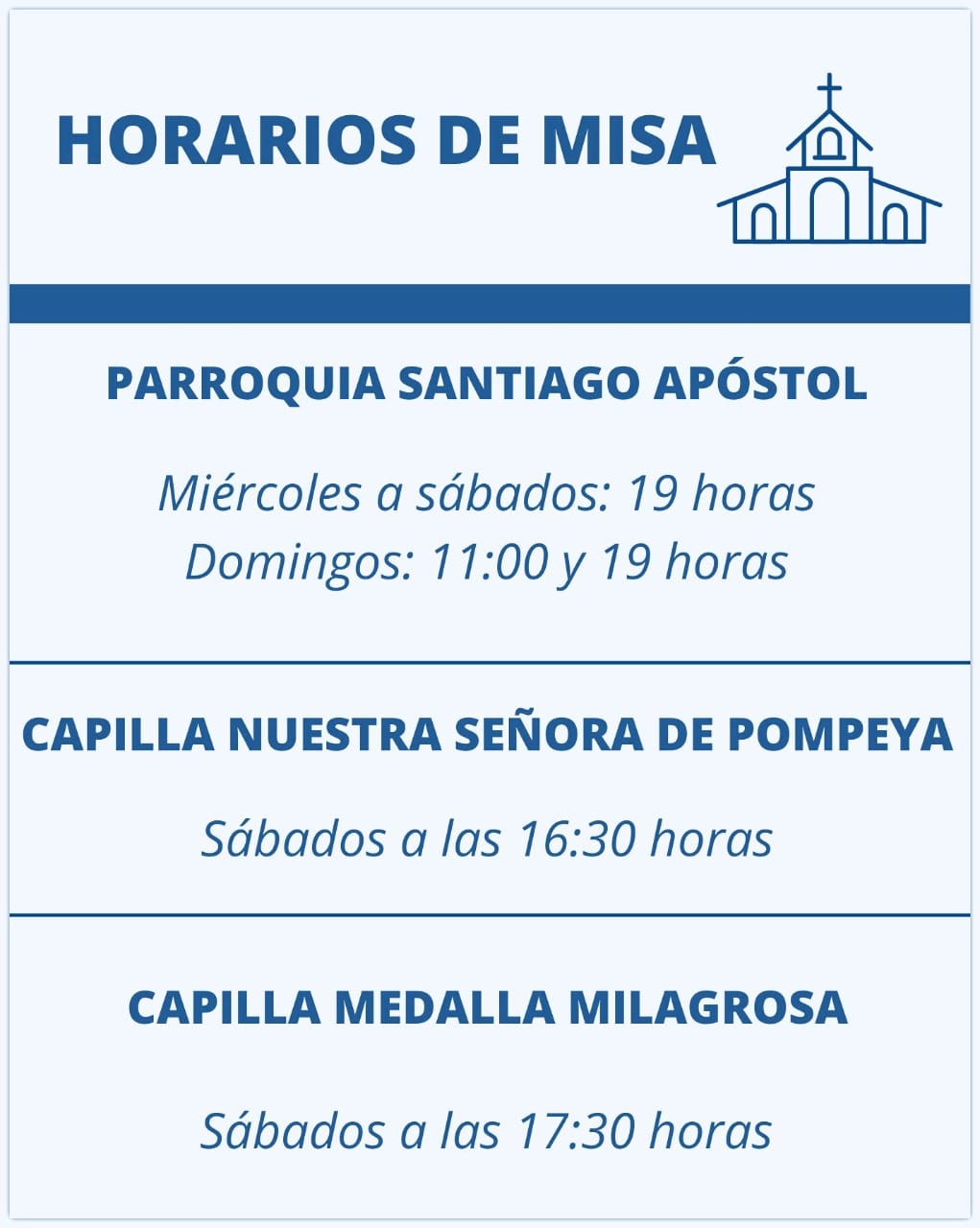 Cambio horarios de misas.