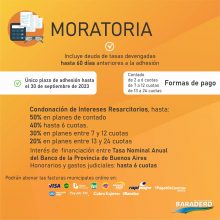 Adhesión a la moratoria para la regularización de deudas de tasas municipales