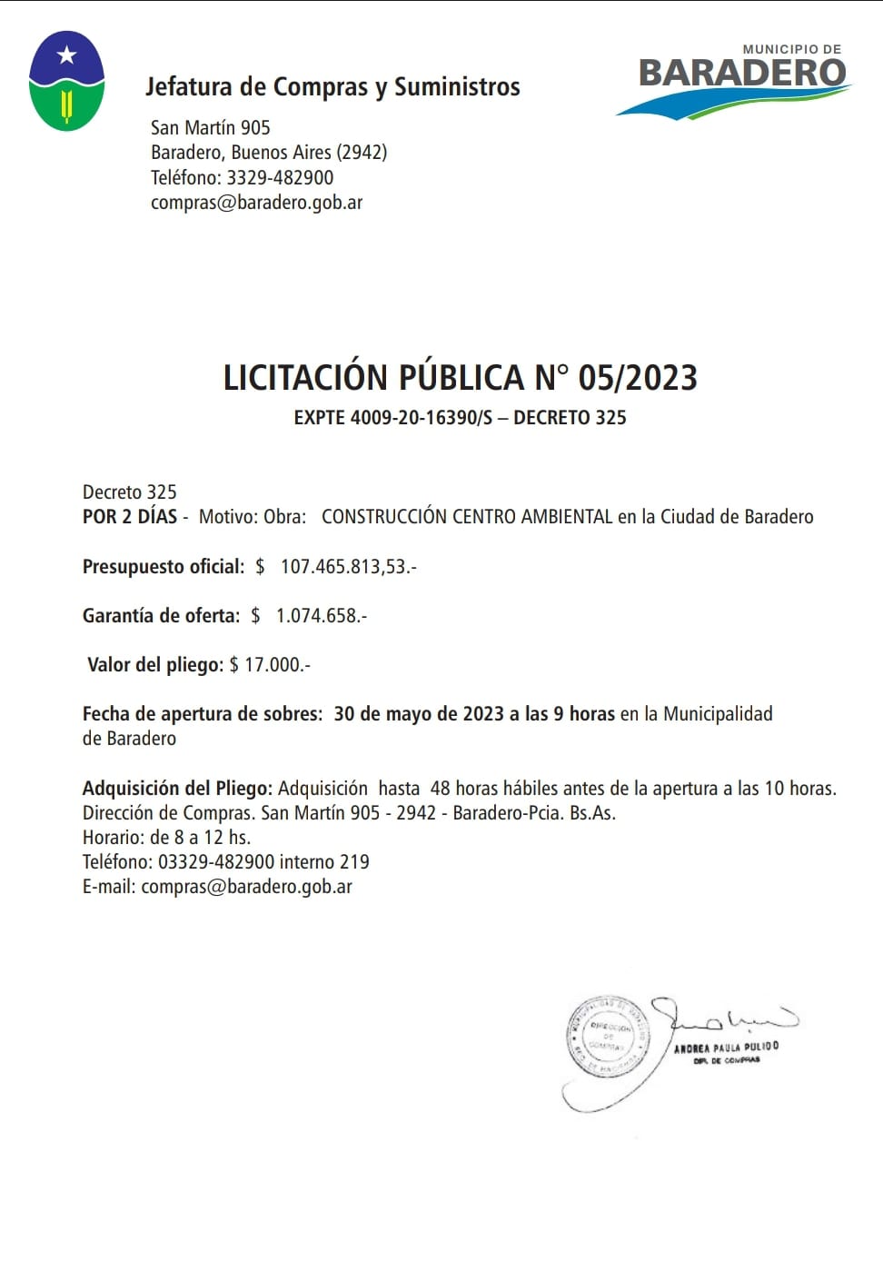LICITACIÓN PÚBLICA N° 05/2023