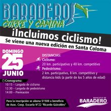 Se realizará en Santa Coloma un nuevo Baradero Corre y Camina ¡con ciclismo incluido!