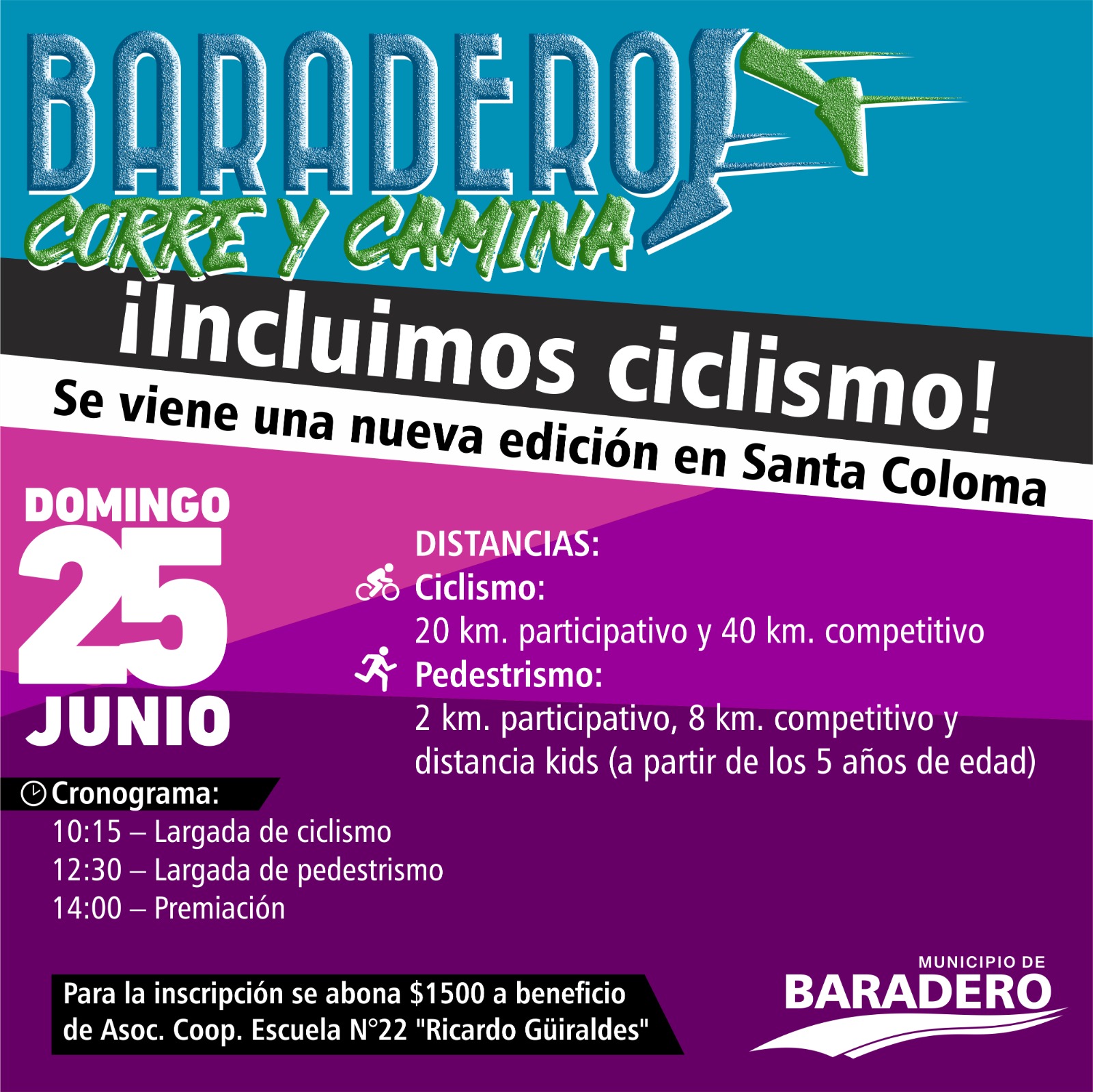 Se realizará en Santa Coloma un nuevo Baradero Corre y Camina ¡con ciclismo incluido!