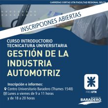 Está abierta la inscripción al curso introductorio para la Tecnicatura Universitaria en Gestión de la Industria Automotriz