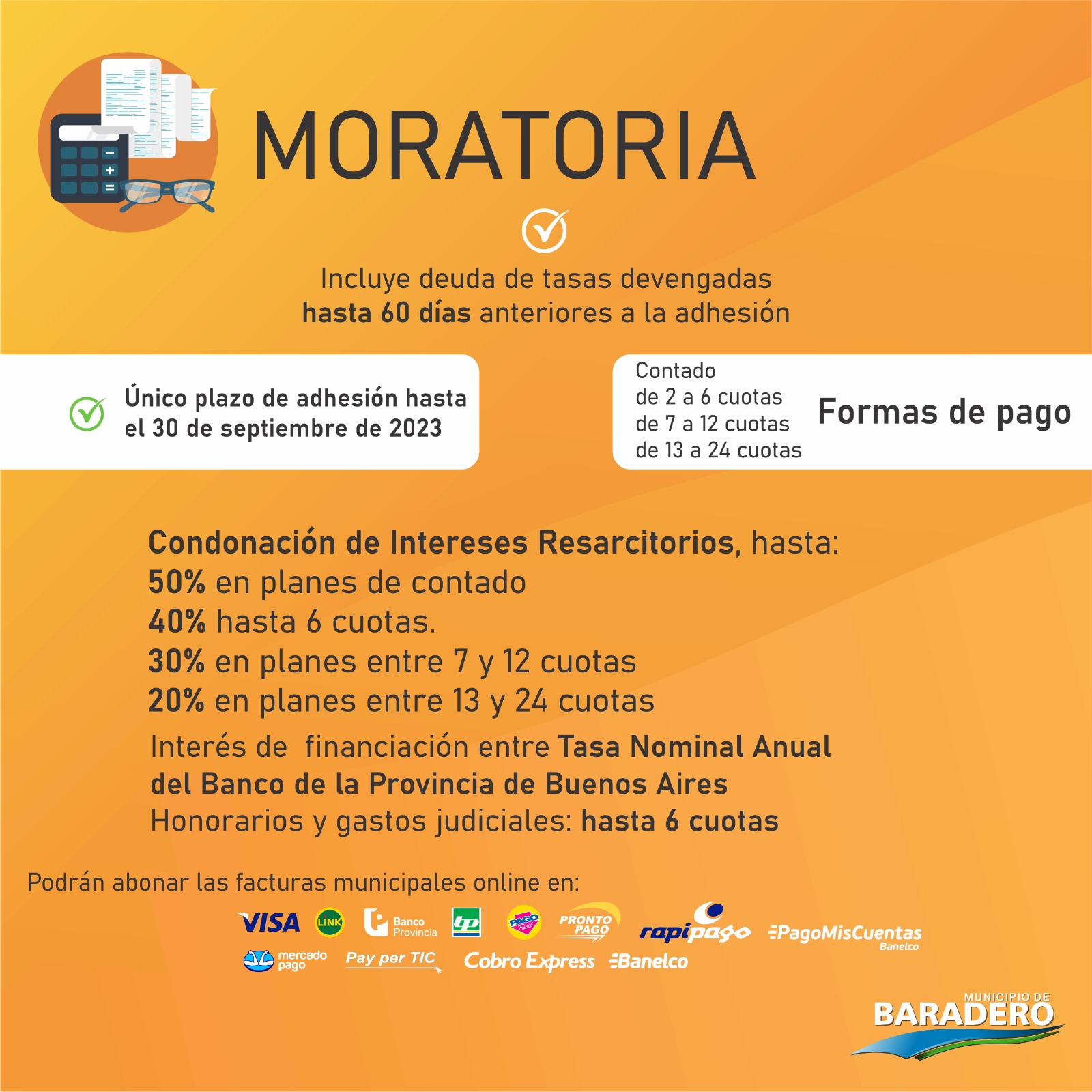 ¿Sabías que podes adherirte a la moratoria para regularizar tus deudas de tasas municipales?