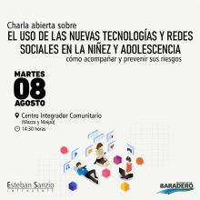 Charla abierta sobre el uso de las nuevas tecnologías y redes sociales en la niñez y la adolescencia