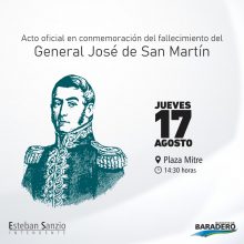 Invitación | Acto oficial en conmemoración del fallecimiento del General José de San Martín