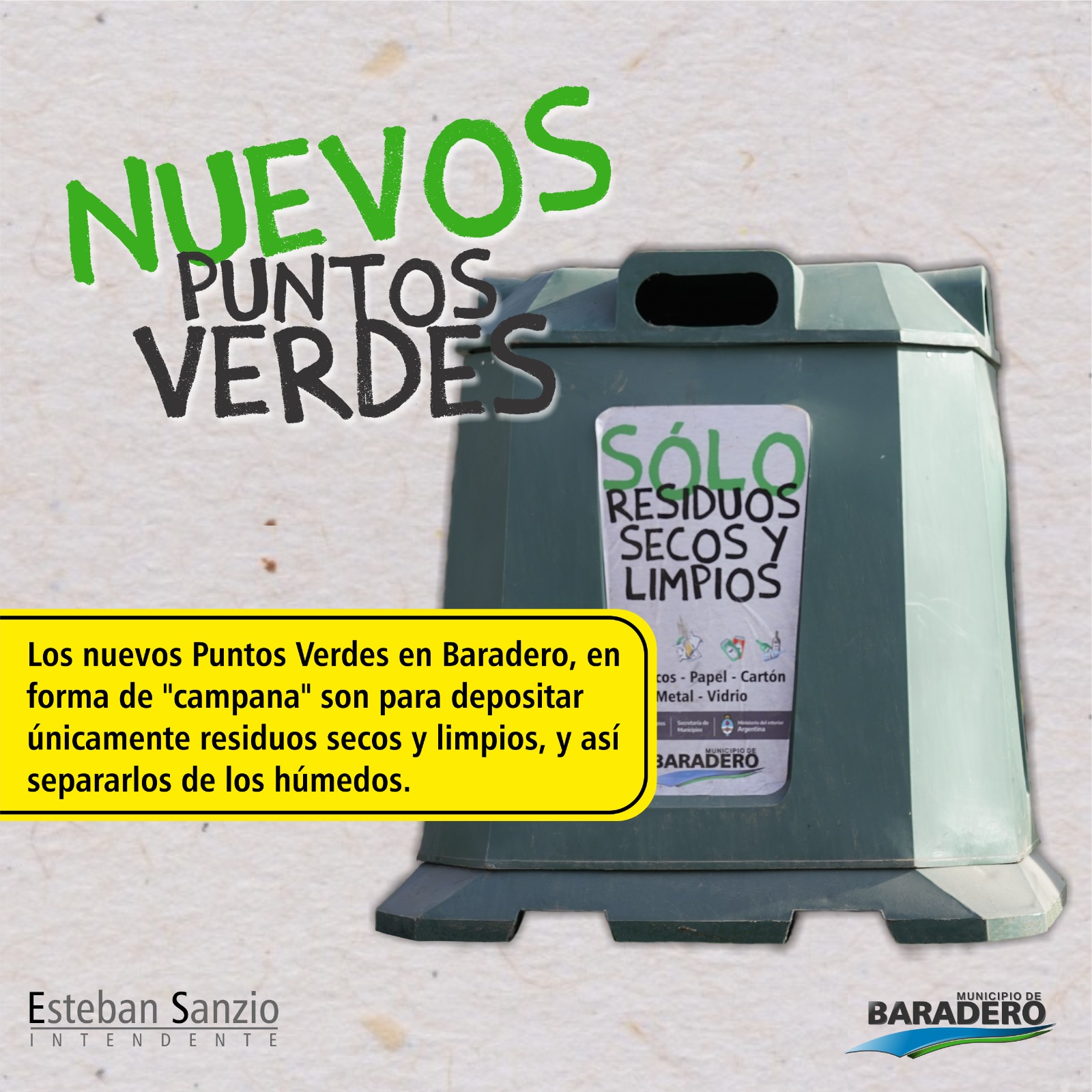 Nuevos contenedores campana para residuos secos y limpios en Baradero