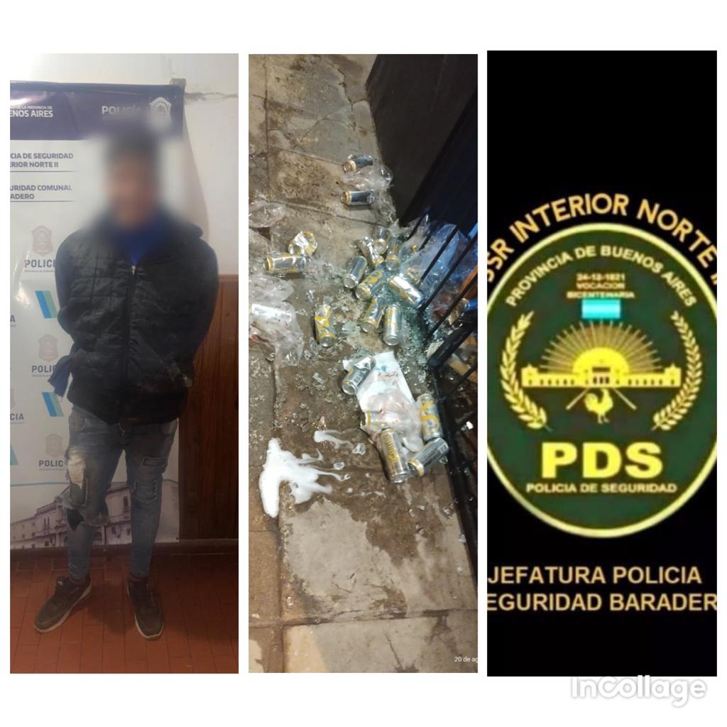 Aprehenden a un hombre luego de romper la vidriera y robar en un supermercado