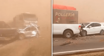 Una tormenta de tierra provocó múltiples choques en cadena: dos muertos y varios heridos