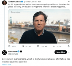 Tucker Carlson cambió dólares en una cueva y relató cómo se paga en restaurantes con “ladrillos” de pesos: “Parece Zimbabue”
