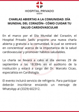 CHARLA ABIERTA Y GRATUITA A LA COMUNIDAD: DÍA MUNDIAL DEL CORAZÓN