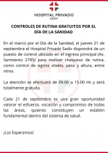 CONTROLES DE RUTINA GRATUITOS POR EL DÍA DE LA SANIDAD