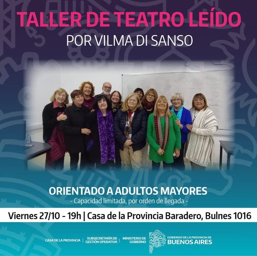 ?? Este viernes 27 de octubre a las 19 horas tenemos una actividad cultural imperdible en la Casa de la Provincia.