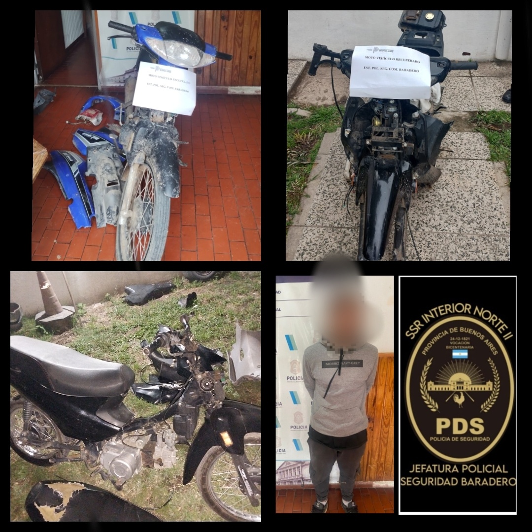 Recuperan tres motos robadas: tres detenidos