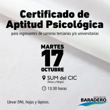 En el CIC se realizarán Certificados de Aptitud Psicológica