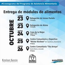Cronograma de entrega de módulos de alimentos de octubre