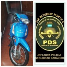 Recuperan moto robada: dos aprehendidos