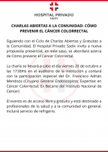 CHARLA ABIERTA Y GRATUITA A LA COMUNIDAD: CÓMO PREVENIR EL CÁNCER COLORRECTAL