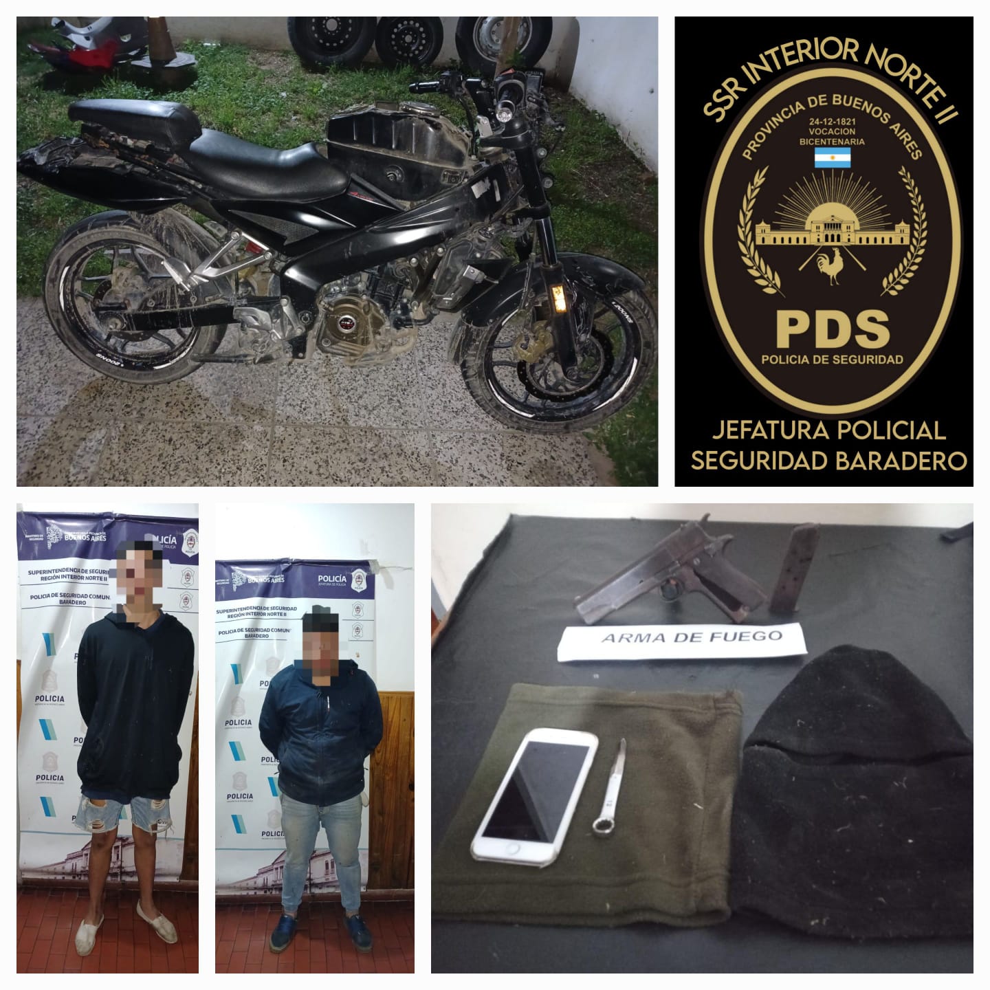 Dos detenidos con una moto robada y un arma de guerra