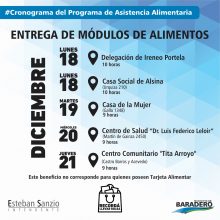 Cronograma de entrega de módulos de alimentos de diciembre