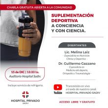 CHARLA ABIERTA Y GRATUITA A LA COMUNIDAD: SUPLEMENTACIÓN DEPORTIVA A CONCIENCIA Y CON CIENCIA