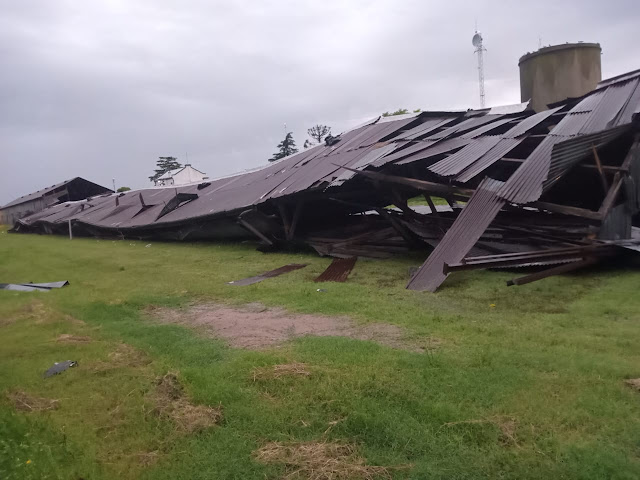Santa Lucía: Un galpón destruído y daños en el Hospital